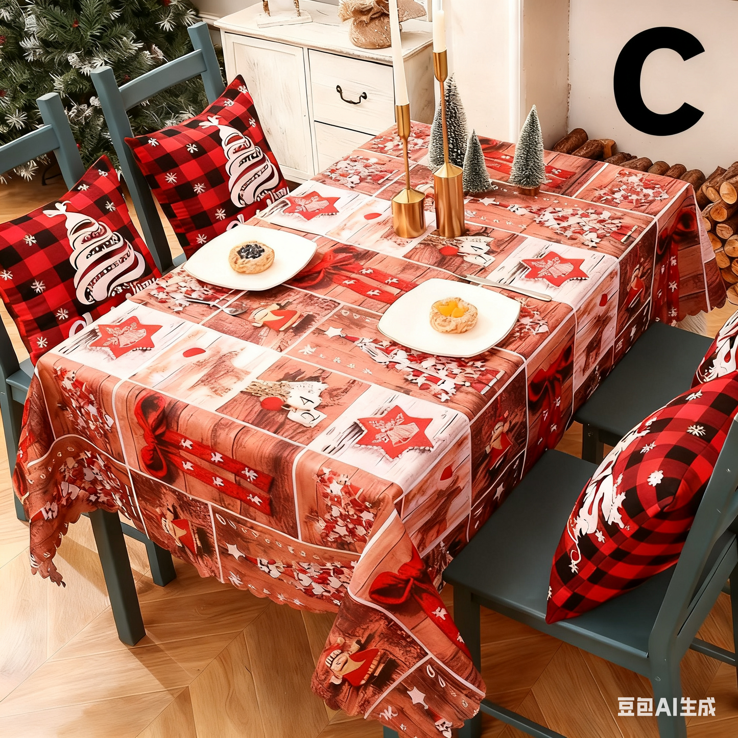 Christmas gift Christmas Tablecloth - Festive 180x150cm Table Cover for Holiday Dining & Home Decor(D)