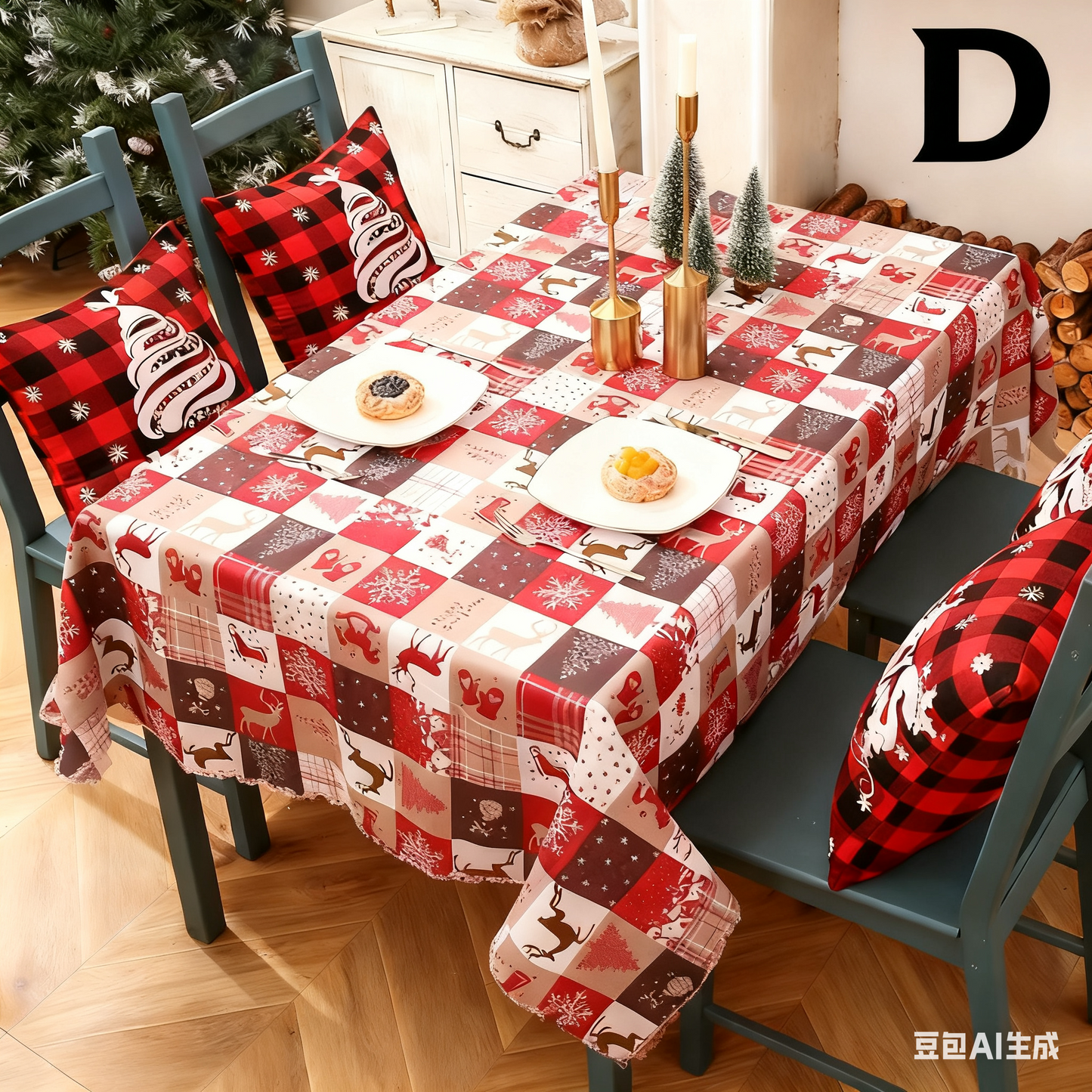 Christmas gift Christmas Tablecloth - Festive 180x150cm Table Cover for Holiday Dining & Home Decor(E)