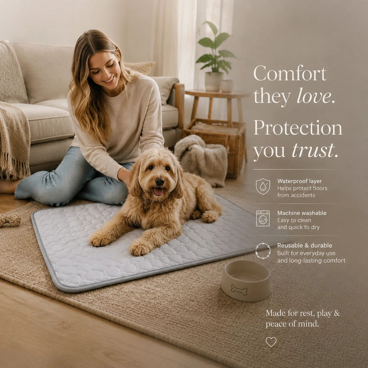 2pcs Grey Ice Silk Pet Pad