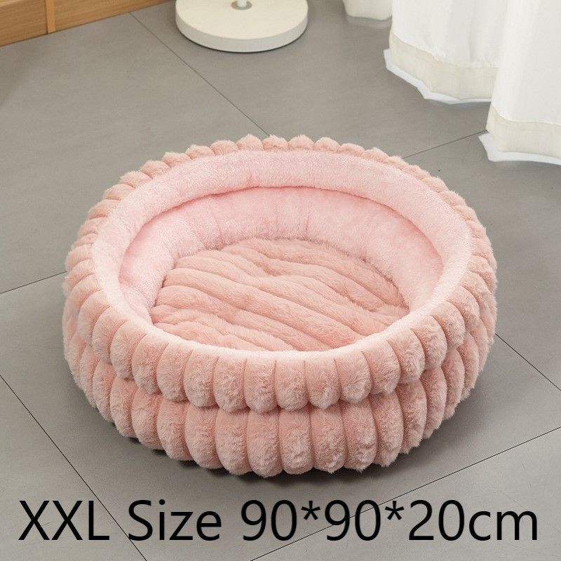 Large Removable Faux Rabbit Fur Round Pet Bed