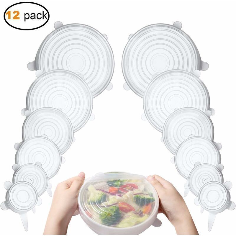 Reusable Silicone Stretch Lids — Set of 12 Assorted Sizes