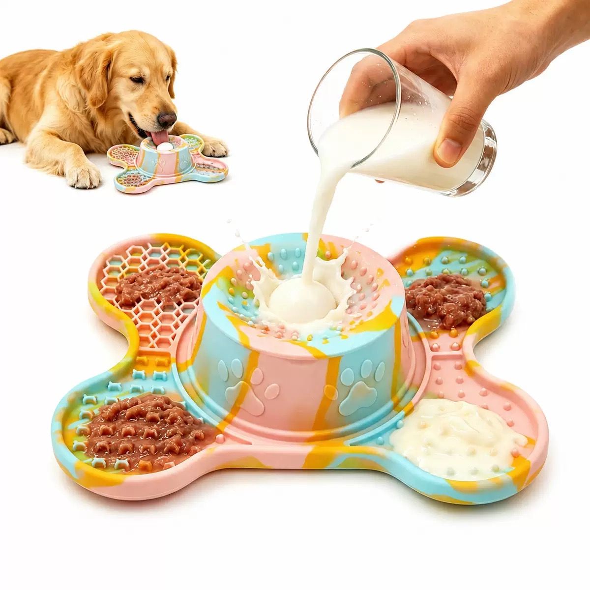 3-in-1 Bone-Shaped Slow Feeder Licking Mat