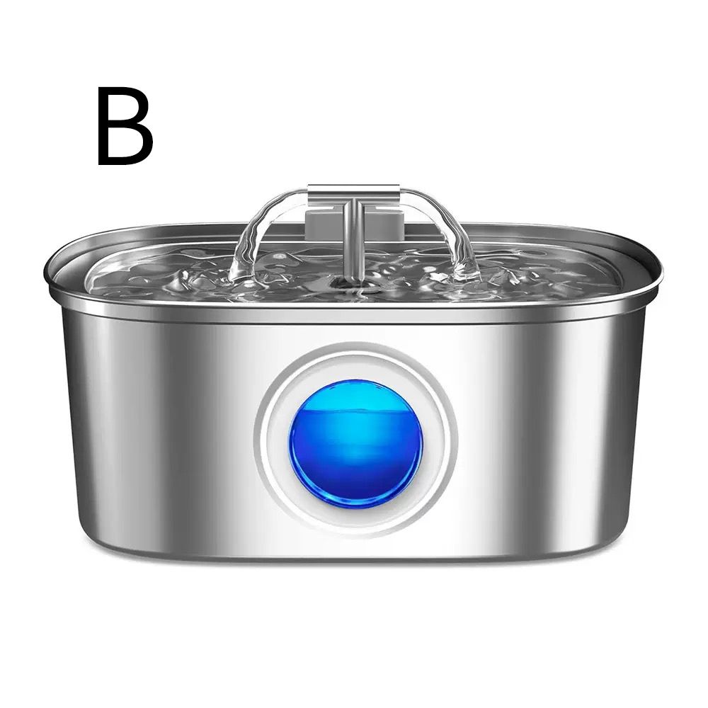 Stainless Steel Cat Water Fountain 3.2L — Oval, Style B