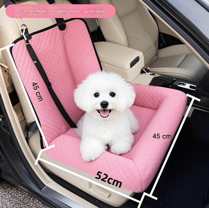 Plush Dog Car Booster Seat - 2-in-1 Travel Bed