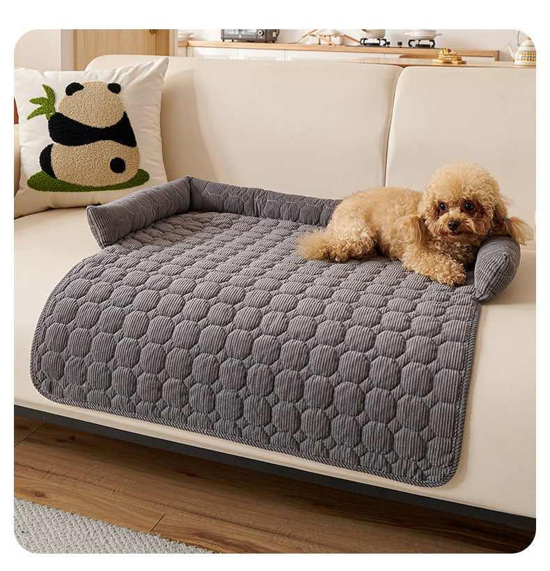 Pet Sofa Protector & Calming Bolster Bed with Diamond Lattice