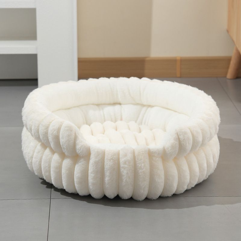 Plush Donut Cat Bed 50cm — White