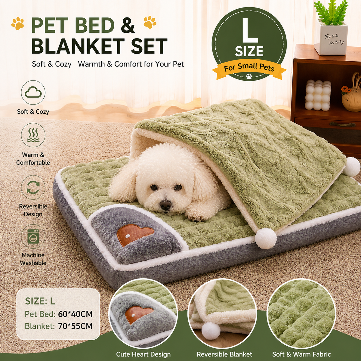 2-piece Green Pet Winter Comfort Bundle