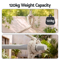 Boho Hanging Hammock Chair with Tassels — Cream