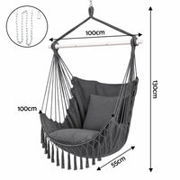 Boho Hanging Hammock Chair with Tassels — Charcoal Grey