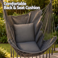 Boho Hanging Hammock Chair with Tassels — Charcoal Grey
