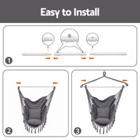 Boho Hanging Hammock Chair with Tassels — Charcoal Grey