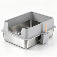 i.Pet XXL Stainless Steel Litter Box — Semi-Enclosed, Grey