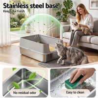 i.Pet XXL Stainless Steel Litter Box — Semi-Enclosed, Grey
