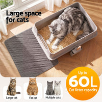 i.Pet XXL Stainless Steel Litter Box — Semi-Enclosed, Grey