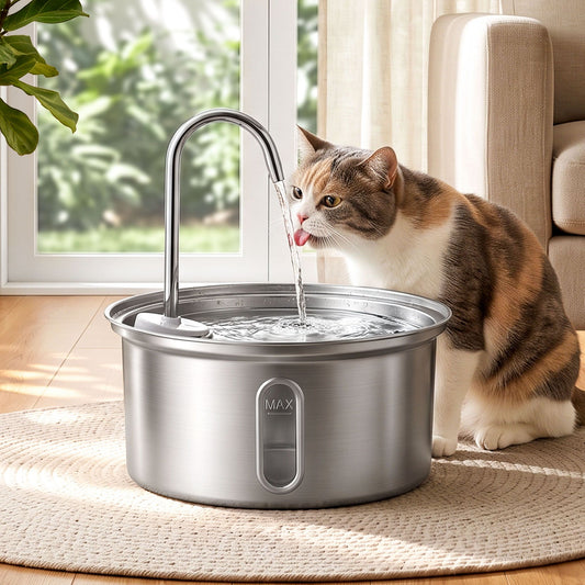 i.Pet Stainless Steel Cat Water Fountain 3.2L