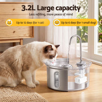 i.Pet Stainless Steel Cat Water Fountain 3.2L