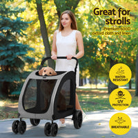 i.Pet Pet Stroller Trolley — 4 Wheels, Foldable