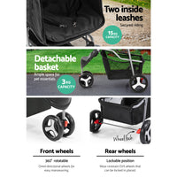 i.Pet Foldable Pet Stroller — 3 Wheels, Large
