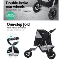 i.Pet Foldable Pet Stroller — 3 Wheels, Travel