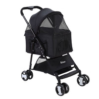 i.Pet Foldable Pet Stroller — 4 Wheels, Black