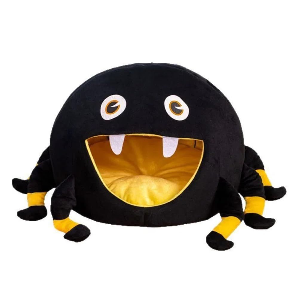 Spider Cave Cat Bed — Black, Washable Cushion