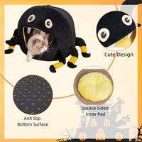 Spider Cave Cat Bed — Black, Washable Cushion