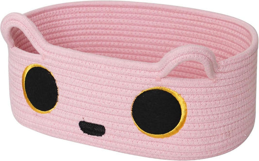 Woven Cat Toy Basket 33cm — Pink