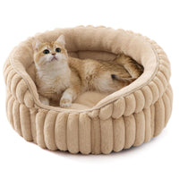 Plush Round Cat Bed 66cm — Beige
