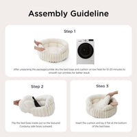 Plush Round Cat Bed 66cm — Beige