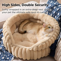 Plush Round Cat Bed 66cm — Beige