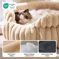 Plush Round Cat Bed 66cm — Beige