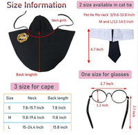 3PCS Halloween Dog Costume Cat Wizard Cape Glasses and Necktie