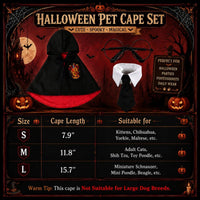 3PCS Halloween Dog Costume Cat Wizard Cape Glasses and Necktie