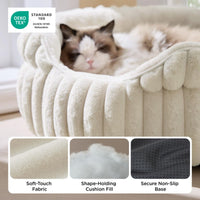 Fluffy Round Cat Bed 66cm — White, Washable