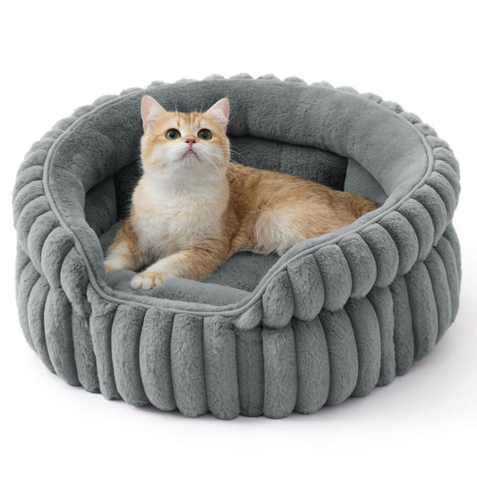 Plush Round Cat Bed 66cm — Navy