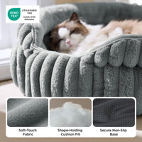 Plush Round Cat Bed 66cm — Navy