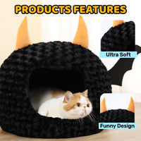 Halloween Cave Cat Bed — Plush, Removable Cushion