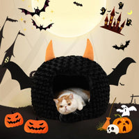 Halloween Cave Cat Bed — Plush, Removable Cushion