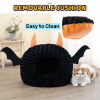 Halloween Cave Cat Bed — Plush, Removable Cushion