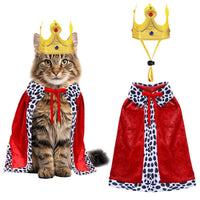 Cat Halloween Costume Cat King Costume Red Cape For Cat Gold