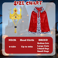 Cat Halloween Costume Cat King Costume Red Cape For Cat Gold
