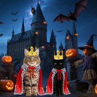 Cat Halloween Costume Cat King Costume Red Cape For Cat Gold