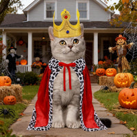 Cat Halloween Costume Cat King Costume Red Cape For Cat Gold
