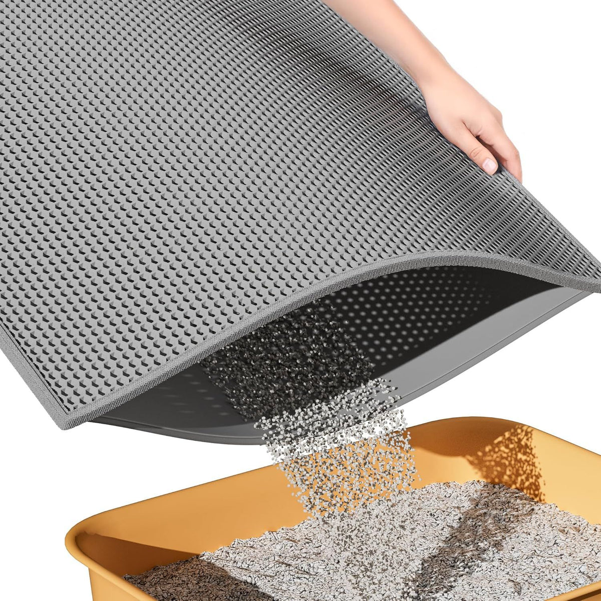 Double-Layer Litter Mat — Honeycomb, Grey