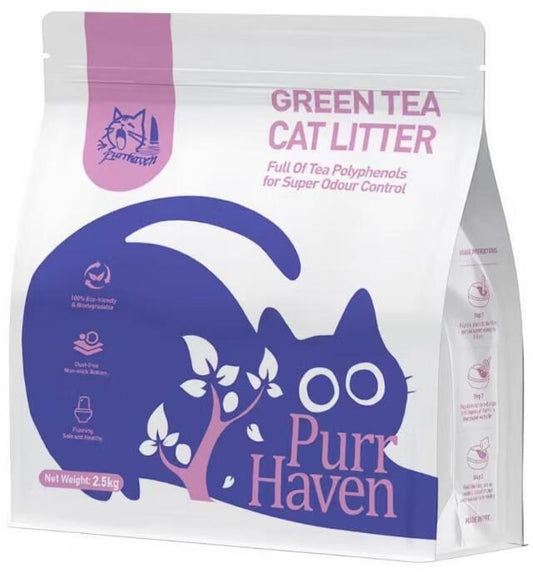 Purr Haven Green Tea Cat Litter — Carton of 6 x 2.5kg