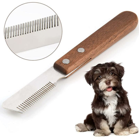 Professional Dog Stripping Knife - Wooden Handle