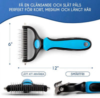 Stainless Steel Undercoat Grooming Comb - Blue