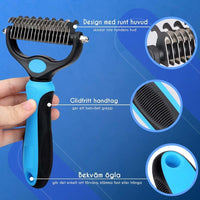 Stainless Steel Undercoat Grooming Comb - Blue