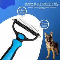 Stainless Steel Undercoat Grooming Comb - Blue
