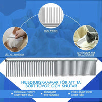Stainless Steel Undercoat Grooming Comb - Blue